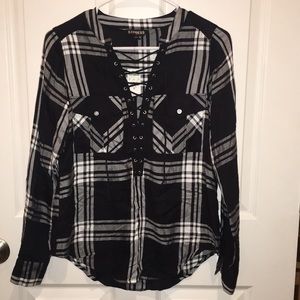 Express long sleeve plaid shirt